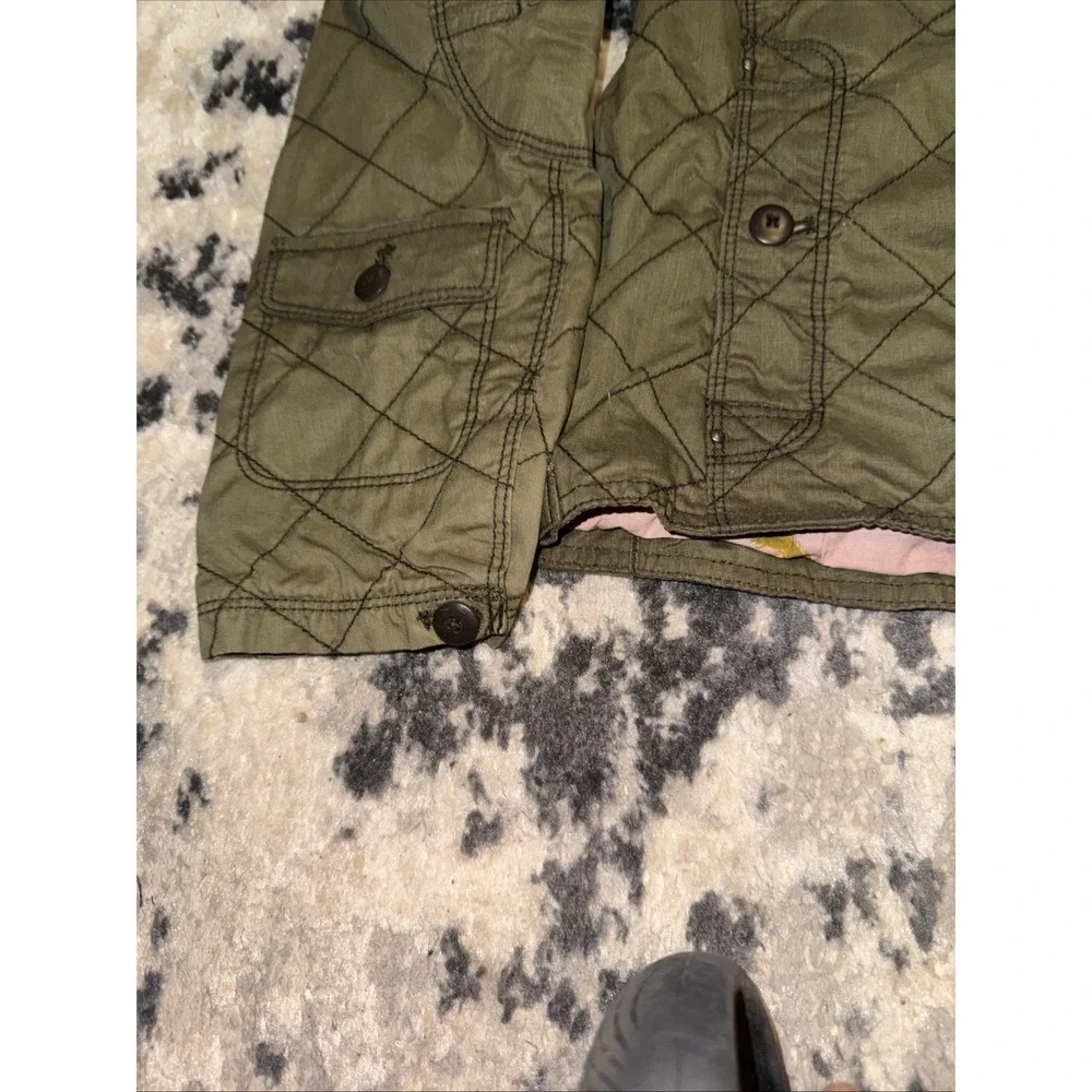 Eddie Bauer Womens Green Button Front Fishing Jacket Quilted Green Sz Medium